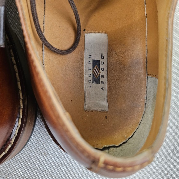 Joseph Abboud Brown Leather Oxford Dress Wingtip Shoes Men's Size 10 - Picture 5 of 11